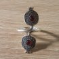 Pomegranate Adjustable Open Ring, Armenian Sterling Silver Ring, Face to Face Ring