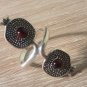 Pomegranate Adjustable Open Ring, Armenian Sterling Silver Ring, Face to Face Ring