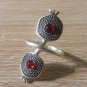 Pomegranate Adjustable Open Ring, Armenian Sterling Silver Ring, Face to Face Ring