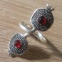 Pomegranate Adjustable Open Ring, Armenian Sterling Silver Ring, Face to Face Ring