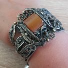 Vintage Armenian Soviet Cuff Filigree Amber Bracelet, Armenian Cuff Bracelet