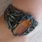 Vintage Armenian Soviet Cuff Filigree Amber Bracelet, Armenian Cuff Bracelet