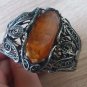 Vintage Armenian Soviet Cuff Filigree Amber Bracelet, Armenian Cuff Bracelet