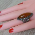 Vintage Armenian Soviet Adjustable Filigree Amber Ring, Antique Armenian Ring
