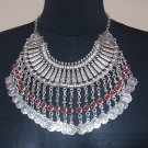 Half Moon Drop Coin Eternity Necklace with Pomegranate Seeds Stone, Armenian Necklace