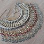 Half Moon Drop Coin Eternity Necklace with Pomegranate Seeds Stone, Armenian Necklace