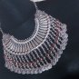 Half Moon Drop Coin Eternity Necklace with Pomegranate Seeds Stone, Armenian Necklace