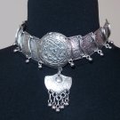 Armenian Silver Plated Armor Link Neck Necklace, Ethnic Neck Necklace, Crew-neck Necklace