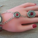 Armenian Ring Bracelet with Pomegranate Seeds Stones, Bracelet Hand Chain, Hand Harness