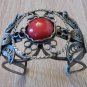 Armenian Coral Cuff Filigree Bracelet, Armenian Cuff Bracelet, Ethnic Bracelet