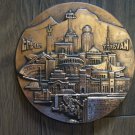 Vintage Embossed Copper Wall Decoration of Yerevan during the Soviet Era, Land Marks of Yerevan