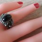 Vintage Armenian Soviet Filigree Obsidian Ring, Antique Armenian Ring, Ethnic Ring