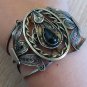 Armenian Obsidian Cuff Filigree Bracelet, Armenian Cuff Bracelet, Ethnic Bracelet