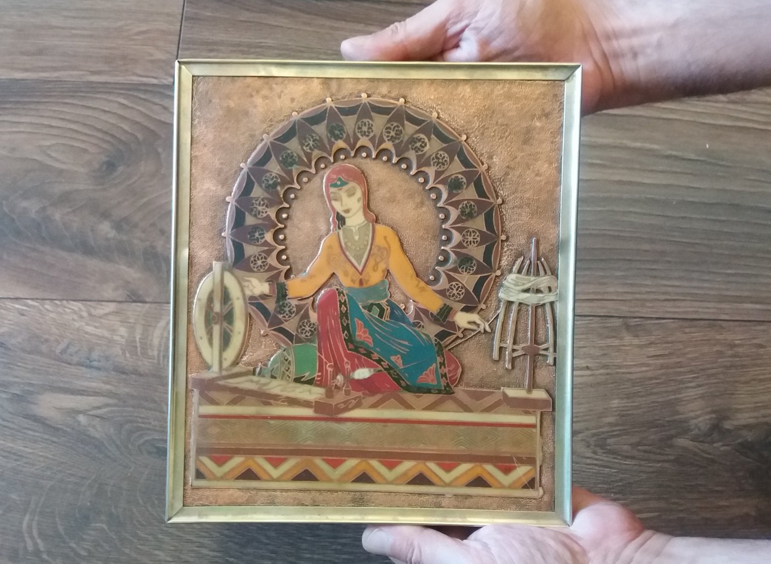 Vintage Embossed Copper Enamel Wall Decoration, Armenian Traditional Home D&Atilde;&copy;cor