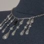 Vintage Armenian Soviet Obsidian Dangle Drop Necklace, Antique Armenian Necklace