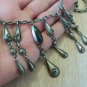 Vintage Armenian Soviet Obsidian Dangle Drop Necklace, Antique Armenian Necklace
