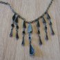 Vintage Armenian Soviet Obsidian Dangle Drop Necklace, Antique Armenian Necklace