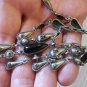Vintage Armenian Soviet Obsidian Dangle Drop Necklace, Antique Armenian Necklace