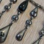 Vintage Armenian Soviet Obsidian Dangle Drop Necklace, Antique Armenian Necklace
