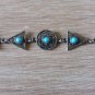 Vintage Sterling Silver Armenian Triangular Link Turquoise Bracelet, Armenian Bracelet
