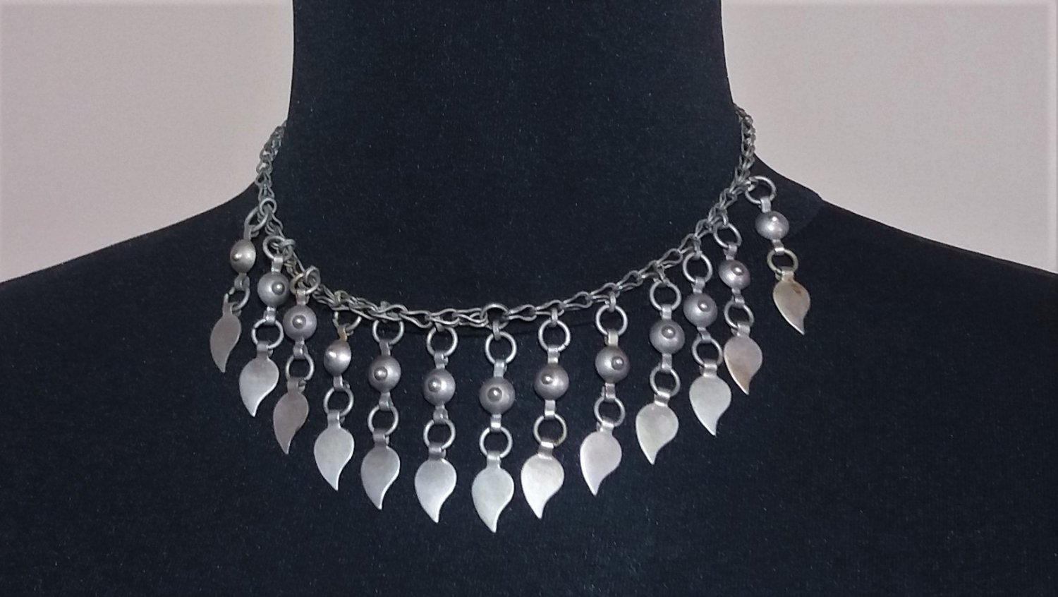 Vintage Armenian Soviet Dangle Drop Necklace, Antique Armenian Necklace