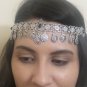 Eternity Forehead Flowery Silver Plated Drop, Armenian Headpieces Drop, Black Onyx Forehead Drop