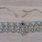 Eternity Forehead Flowery Silver Plated Drop, Armenian Headpieces Drop, Black Onyx Forehead Drop