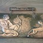 Vintage Embossed Copper Wall Decoration of Lion Mher, Armenian Legendary Patriarch, Chekanka