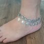 Pomegranate Ankle Flowery Silver Plated Drop Bracelet, Pomegranate Drop Ankle Bracelet