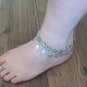 Pomegranate Ankle Flowery Silver Plated Drop Bracelet, Pomegranate Drop Ankle Bracelet