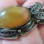 Vintage Armenian Soviet Filigree Amber Pendant, Antique Armenian Pendant