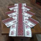 Armenian Table Runner with Pomegranate & Alphabet Embroidery – Handmade Cotton Set with 6 Napkins