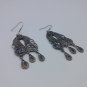 Armenian Filigree Obsidian Drop Dangle Earrings, Armenian Earrings, Ethnic Earrings