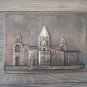 Vintage Embossed Copper Wall Decoration of Etchmiadzin Cathedral, Armenian Chekanka