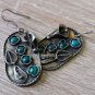 Dangle Flowery of Malachite Earrings, Ethnic Dangle Earrings, Boho Hippie Dangle Earrings