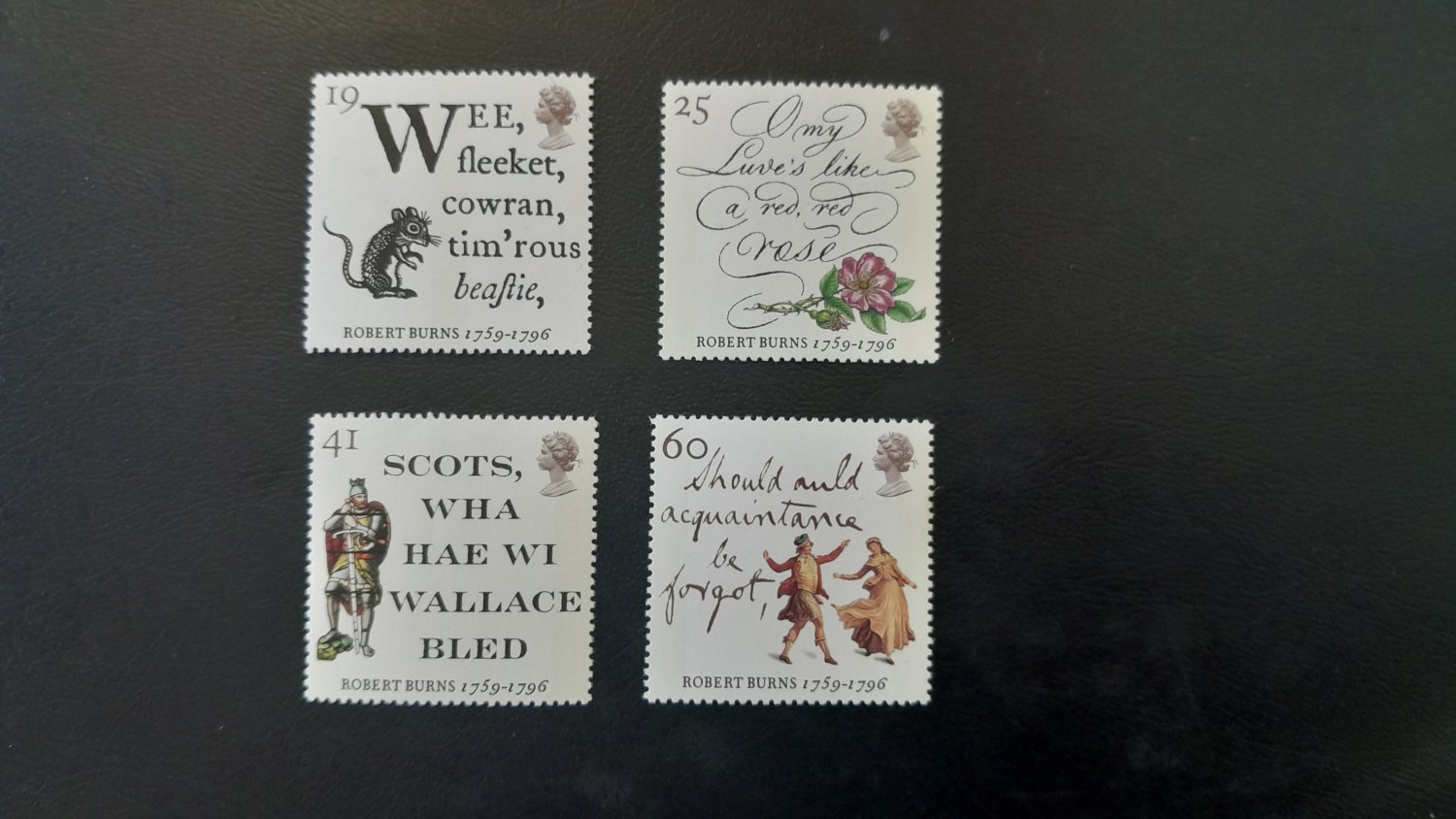 United Kingdom &acirc;�� Death Bicentenary of Robert Burns 1996 &acirc;�� 4 Mint MNH Stamps