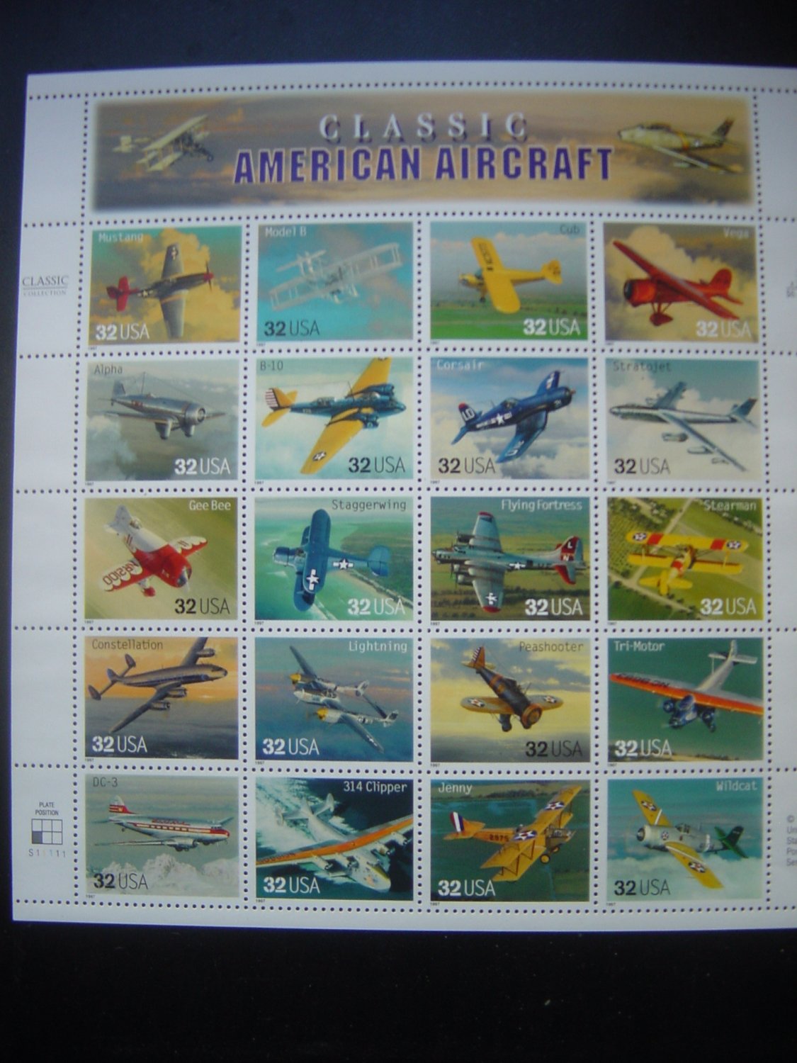 US (1997)- Classic American Aircraft Sheet of 20- SC#3142