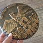 Vintage Embossed Round Copper Wall Decoration of Mont Ararat and the Eagle, Wall Hanging D&Atilde;&copy;cor