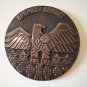 Vintage Embossed Round Copper Wall Decoration of Mont Ararat and the Eagle, Wall Hanging D&Atilde;&copy;cor