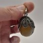 Vintage Armenian Soviet Flower Filigree Amber Pendant, Antique Armenian Pendant