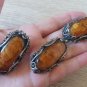 Vintage Armenian Soviet Filigree Amber Jewelry Set, Armenian Earrings, Armenian Ring