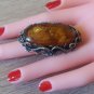 Vintage Armenian Soviet Filigree Amber Jewelry Set, Armenian Earrings, Armenian Ring