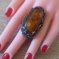 Vintage Armenian Soviet Filigree Amber Jewelry Set, Armenian Earrings, Armenian Ring