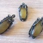 Vintage Armenian Soviet Filigree Agate Jewelry Set, Armenian Earrings, Armenian Pendant