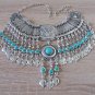 Pomegranate Drop Coin Turquoise Necklace, Armenian Necklace