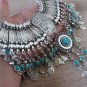 Pomegranate Drop Coin Turquoise Necklace, Armenian Necklace