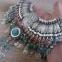 Pomegranate Drop Coin Turquoise Necklace, Armenian Necklace
