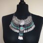 Silver Plated Drop Coin Anahit Necklace, Armenian Necklace, Armenian Necklace with Turquoise Stones