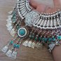 Silver Plated Drop Coin Anahit Necklace, Armenian Necklace, Armenian Necklace with Turquoise Stones