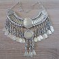 Silver Plated Drop Coin Anahit Necklace, Armenian Necklace, Armenian Necklace with Turquoise Stones